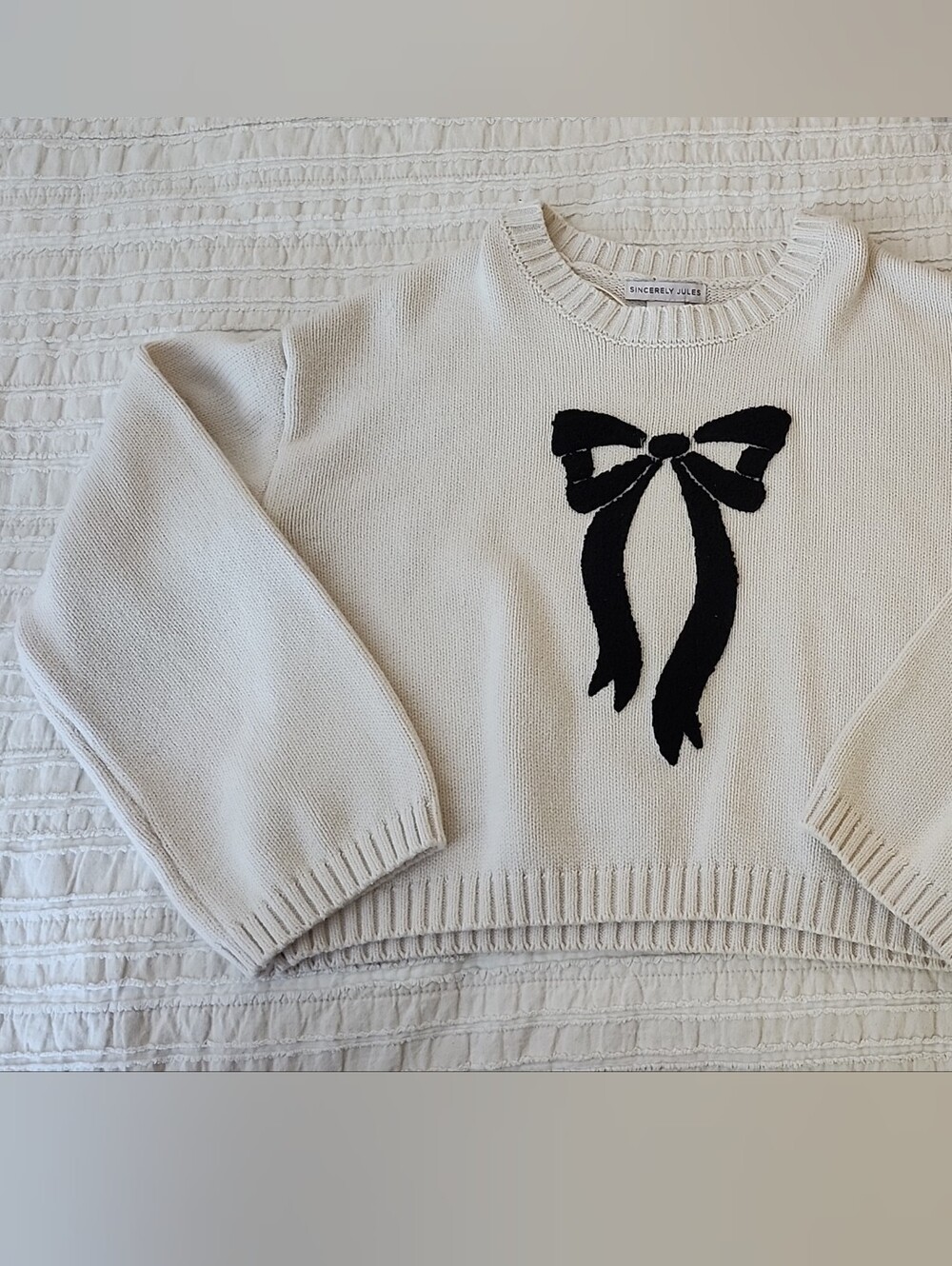 Sincerely Jules Cream Ribbed Knit Pullover